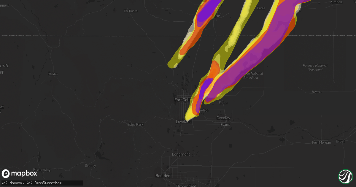 Hail map in Fort Collins, CO on June 12, 2017