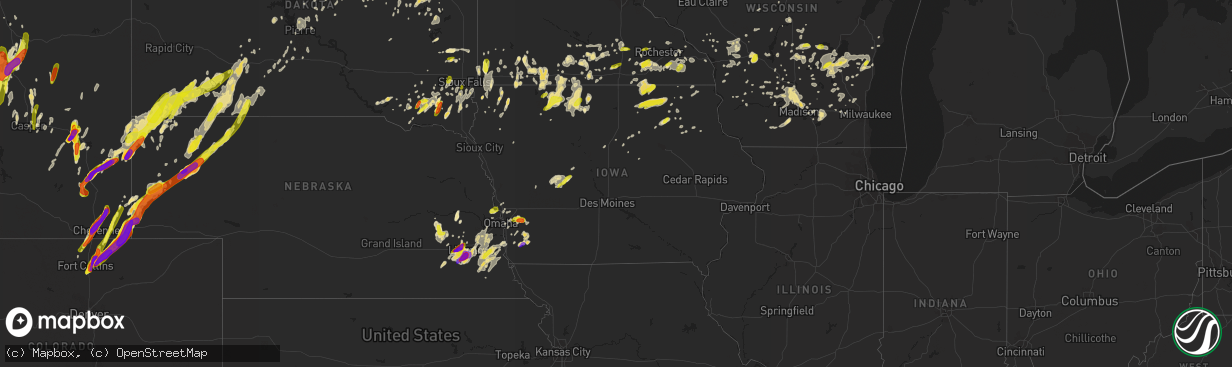 Hail map in Iowa on June 12, 2017