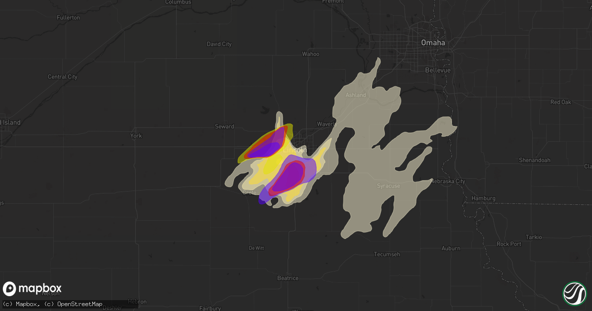 Hail map in Lincoln, NE on June 12, 2017