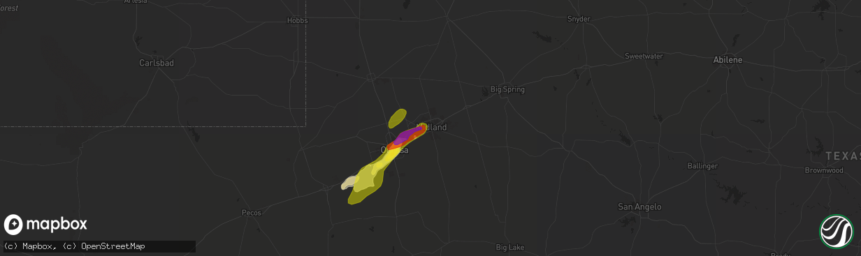 Hail map in Midland, TX on June 12, 2017