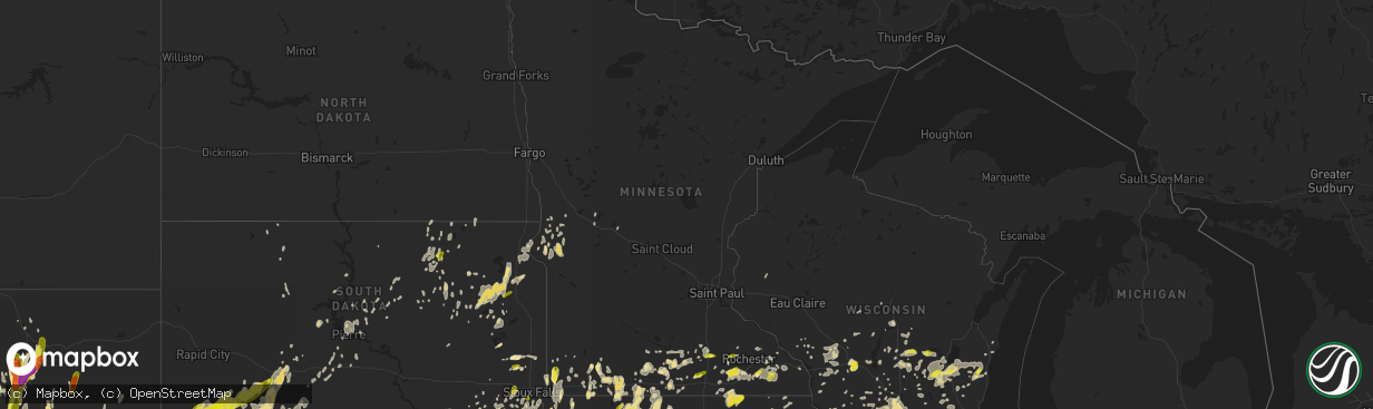 Hail map in Minnesota on June 12, 2017