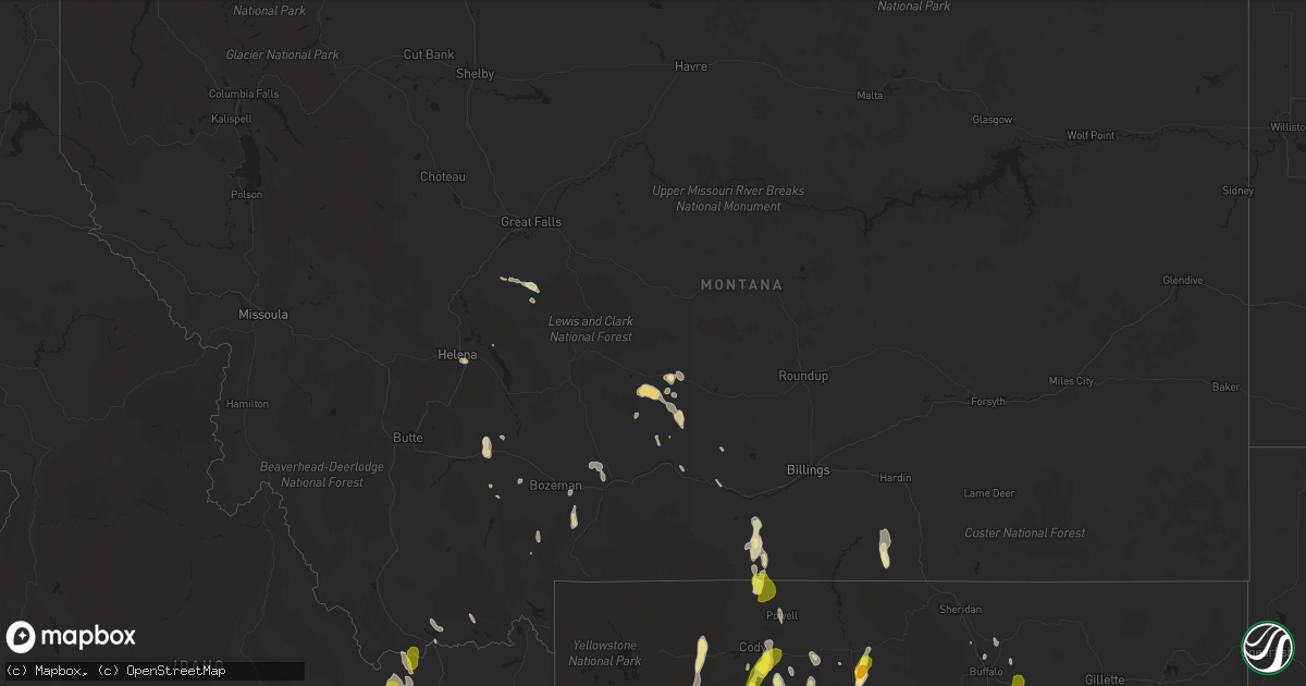 Hail map in Montana on June 12, 2017