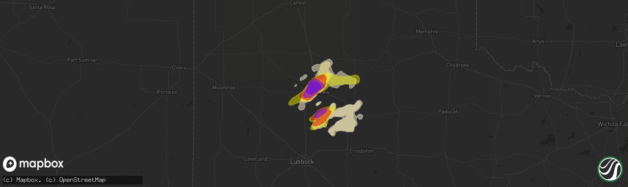 Hail map in Plainview, TX on June 12, 2017