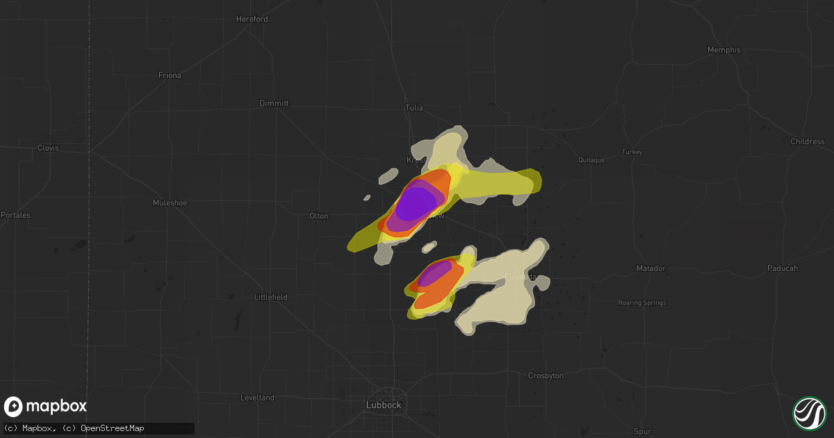 Hail map in Plainview, TX on June 12, 2017