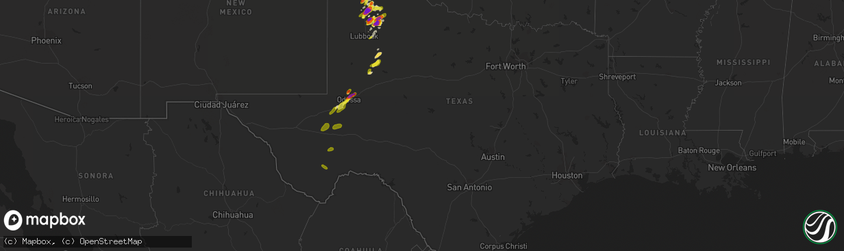 Hail map in Texas on June 12, 2017