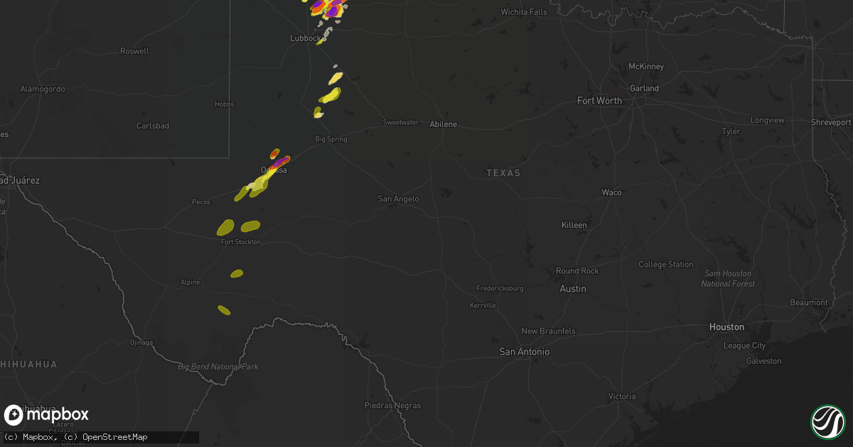 Hail map in Texas on June 12, 2017
