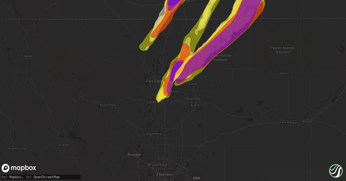 Hail map in Windsor, CO on June 12, 2017