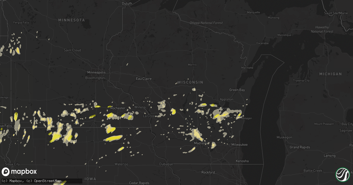 Hail map in Wisconsin on June 12, 2017