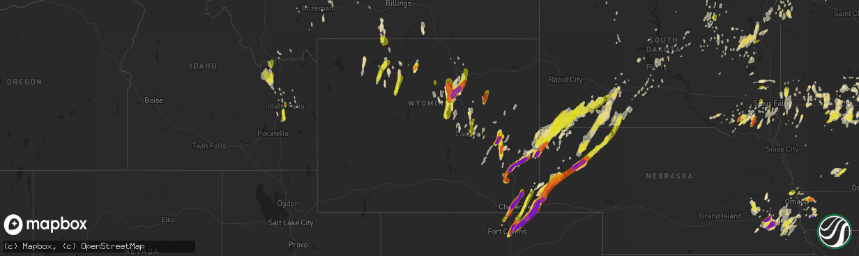 Hail map in Wyoming on June 12, 2017