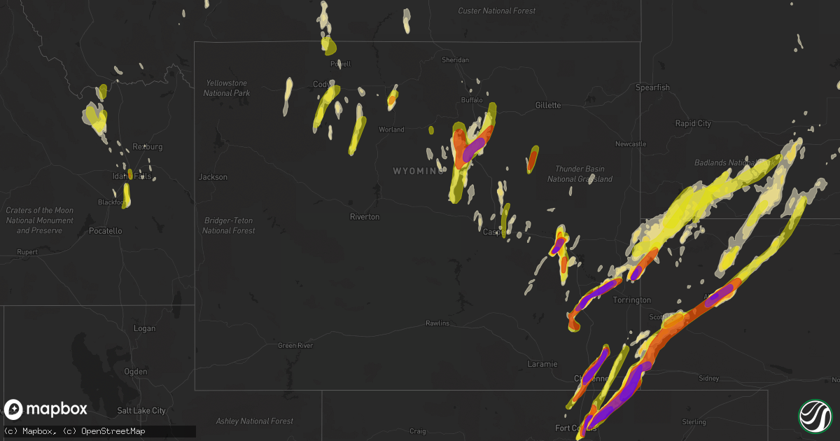 Hail map in Wyoming on June 12, 2017