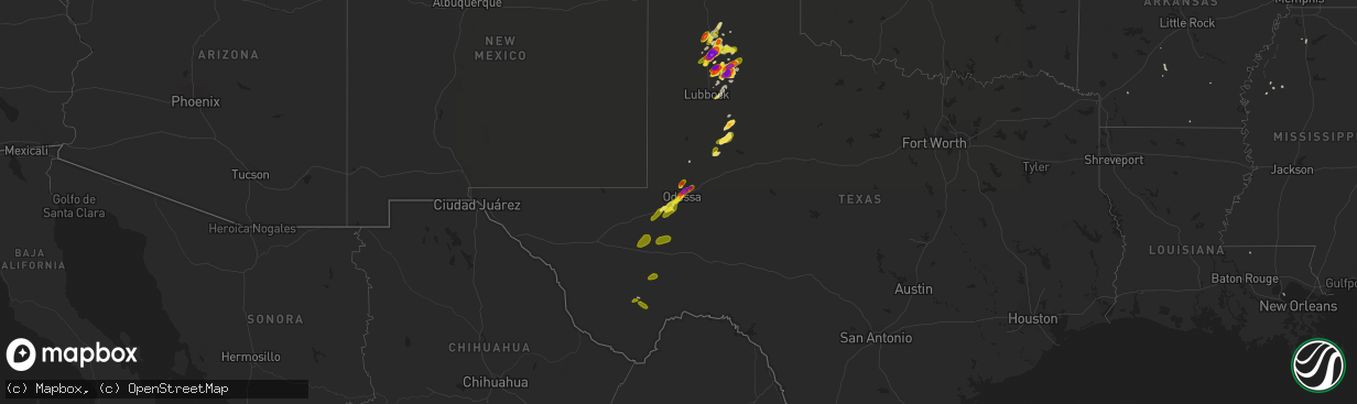 Hail map on June 12, 2017