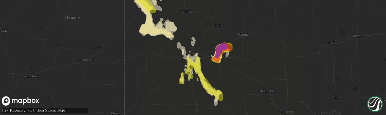 Hail map in Amarillo, TX on June 12, 2018