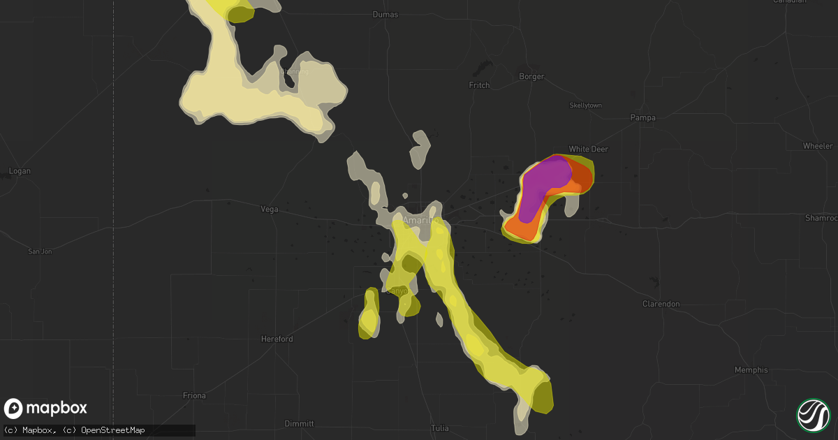 Hail map in Amarillo, TX on June 12, 2018