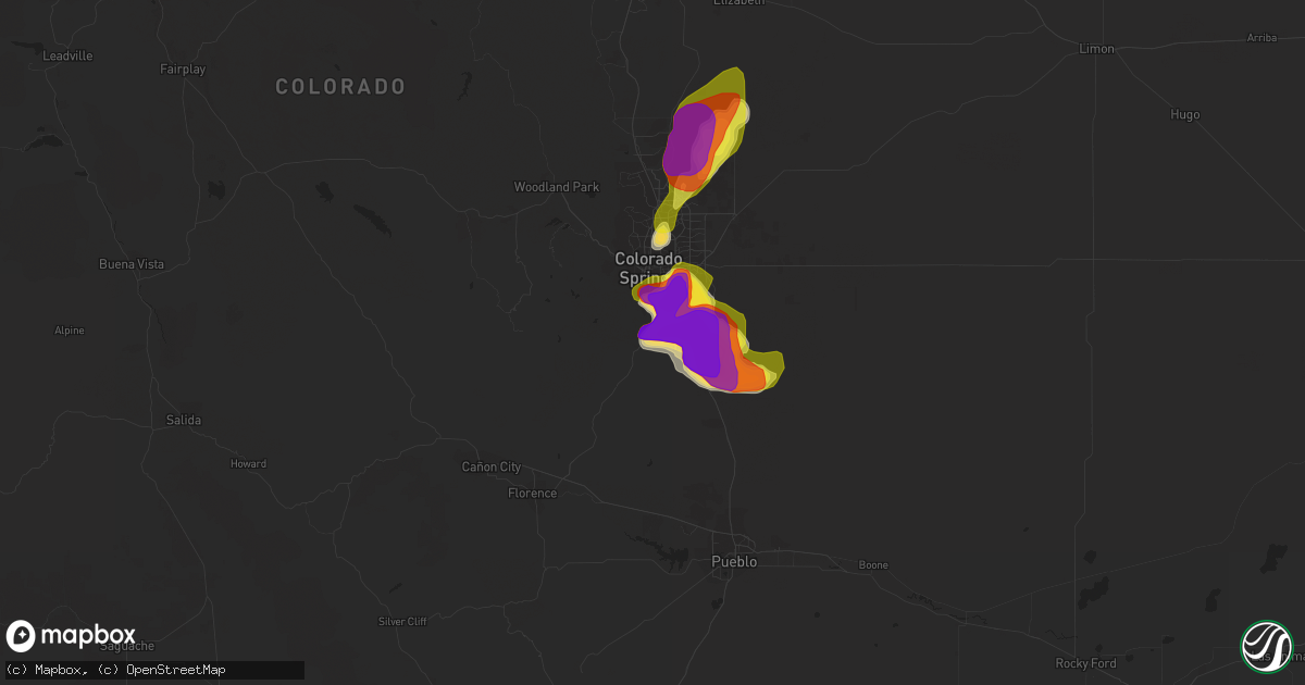 Hail map in Colorado Springs, CO on June 12, 2018