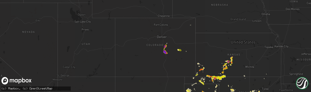 Hail map in Colorado on June 12, 2018