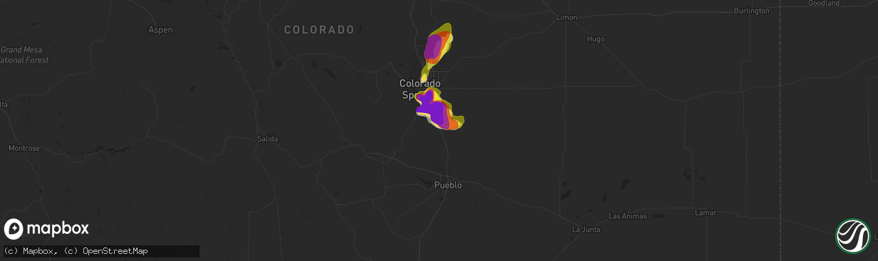 Hail map in Fountain, CO on June 12, 2018