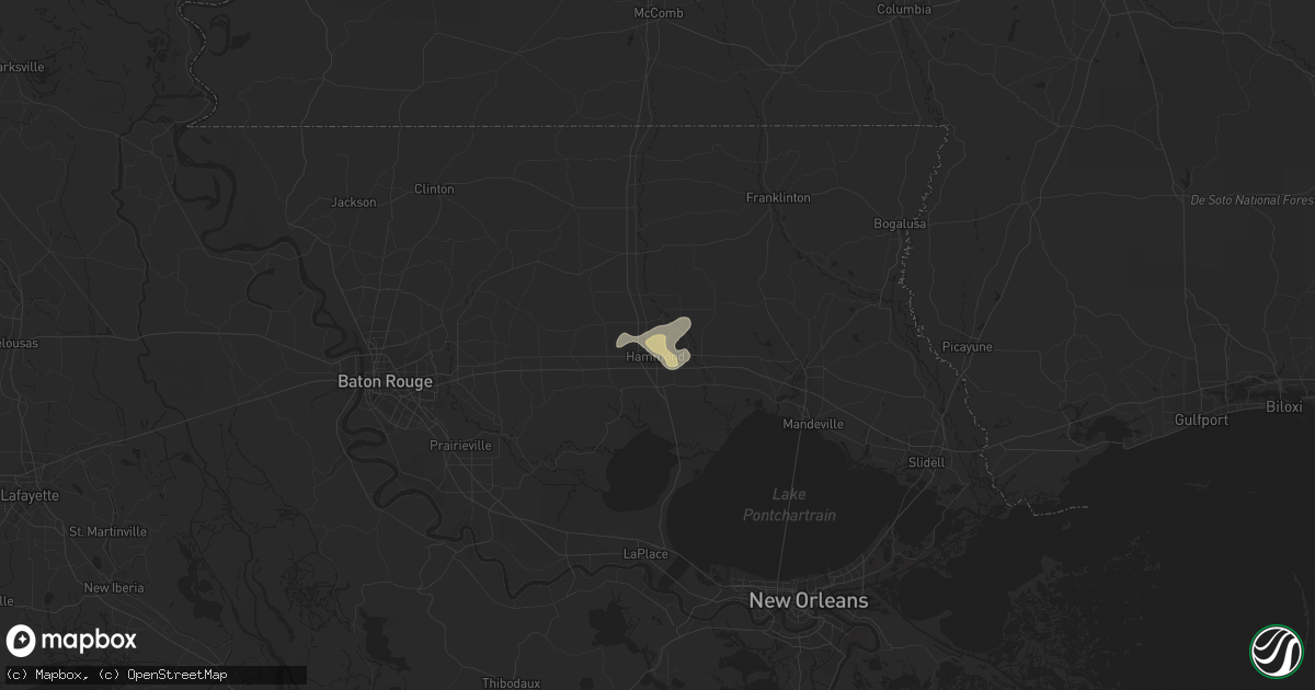 Hail map in Hammond, LA on June 12, 2018