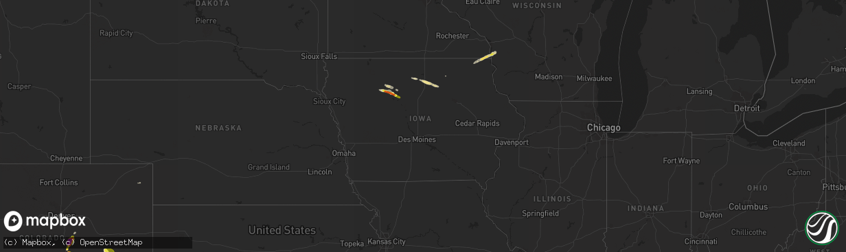 Hail map in Iowa on June 12, 2018