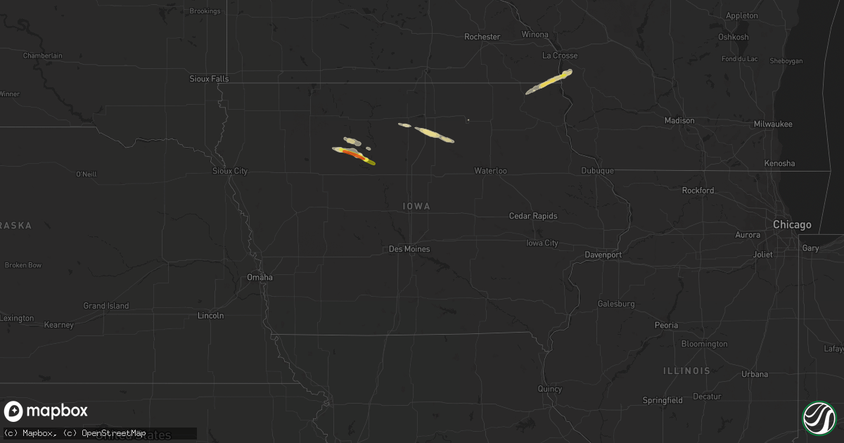 Hail map in Iowa on June 12, 2018