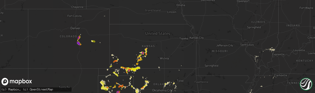 Hail map in Kansas on June 12, 2018