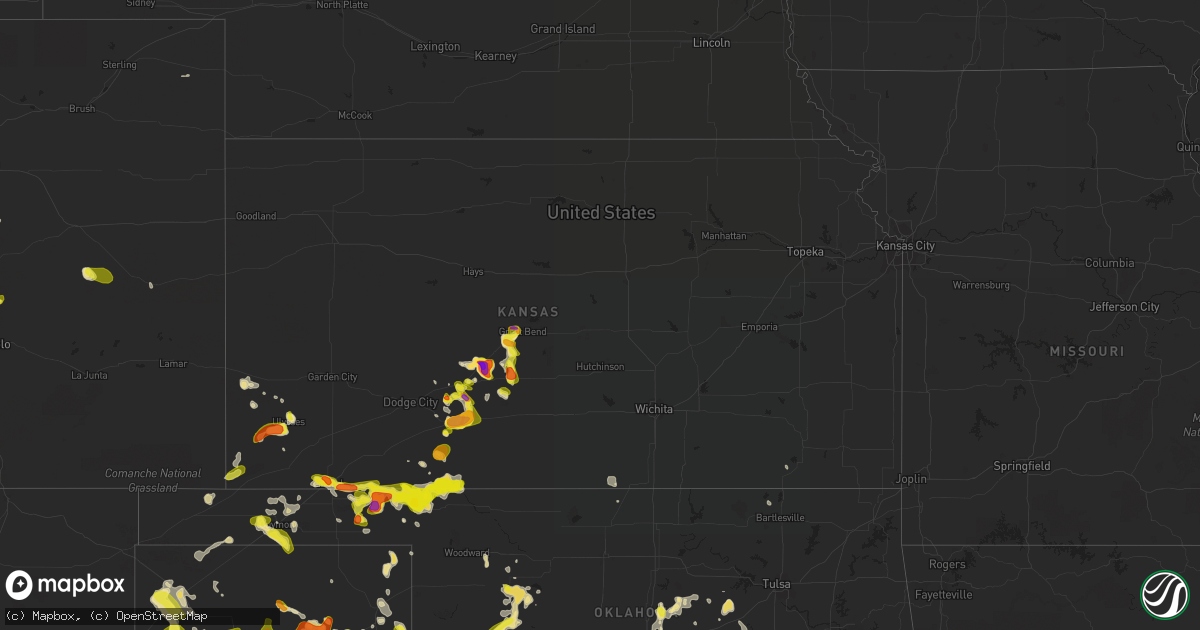Hail map in Kansas on June 12, 2018