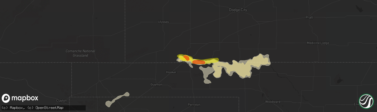 Hail map in Liberal, KS on June 12, 2018