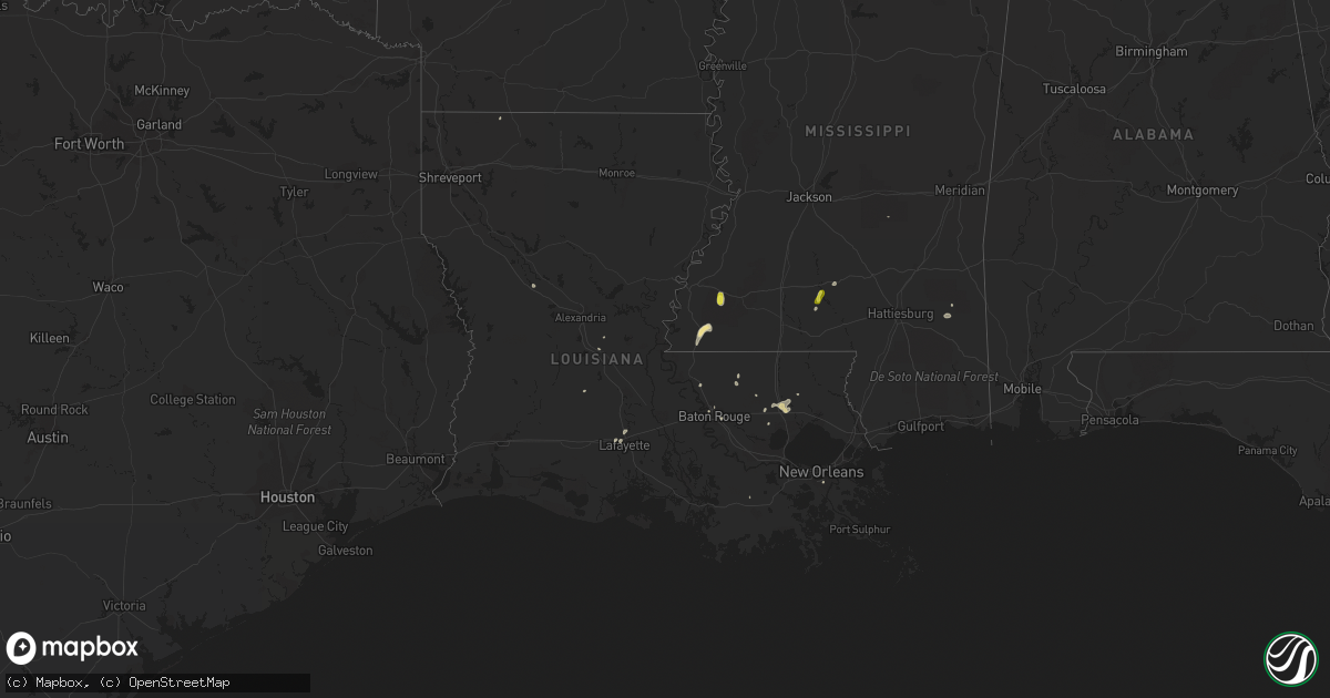 Hail map in Louisiana on June 12, 2018