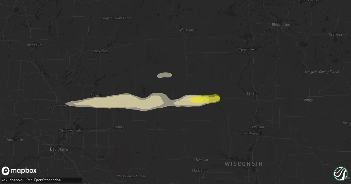 Hail map in Medford, WI on June 12, 2018