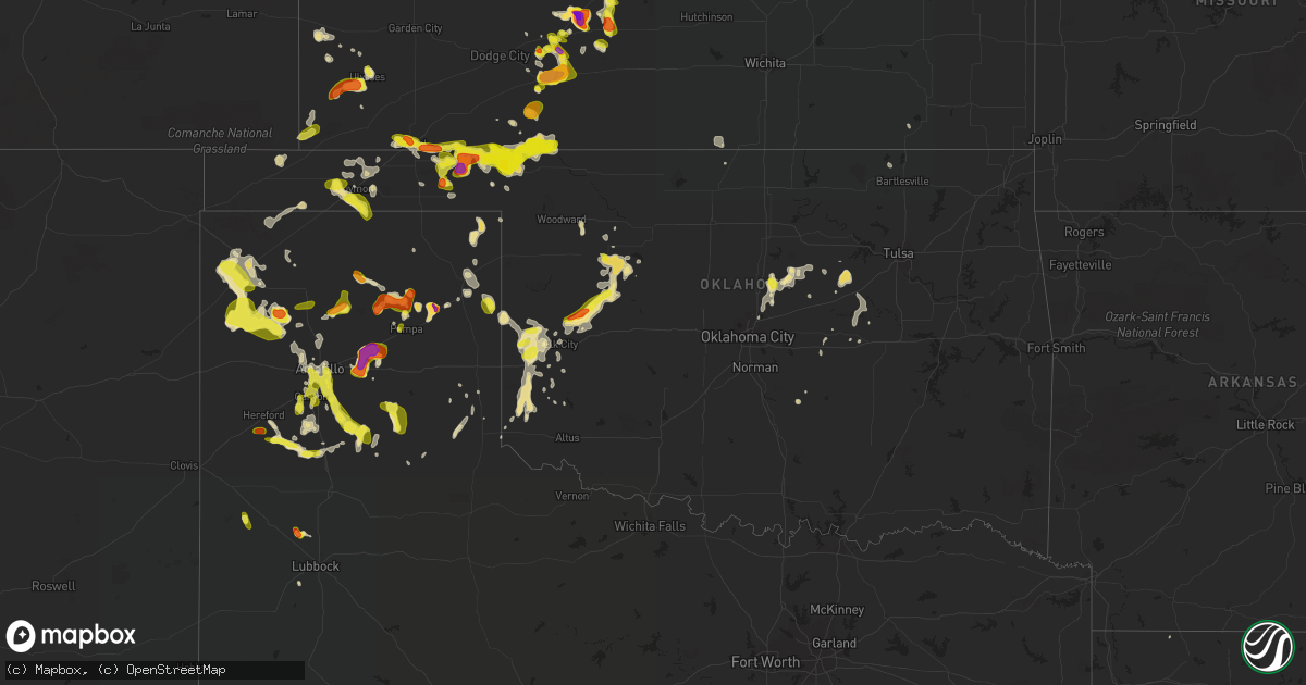 Hail map in Oklahoma on June 12, 2018