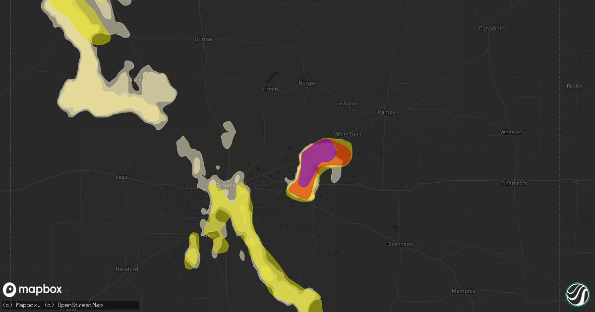 Hail map in Panhandle, TX on June 12, 2018