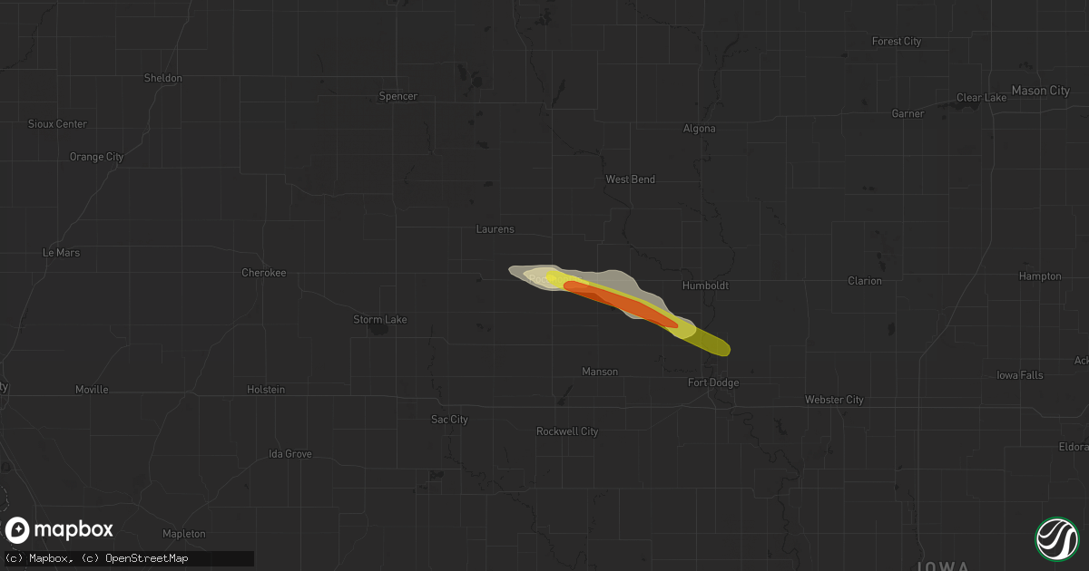 Hail map in Pocahontas, IA on June 12, 2018