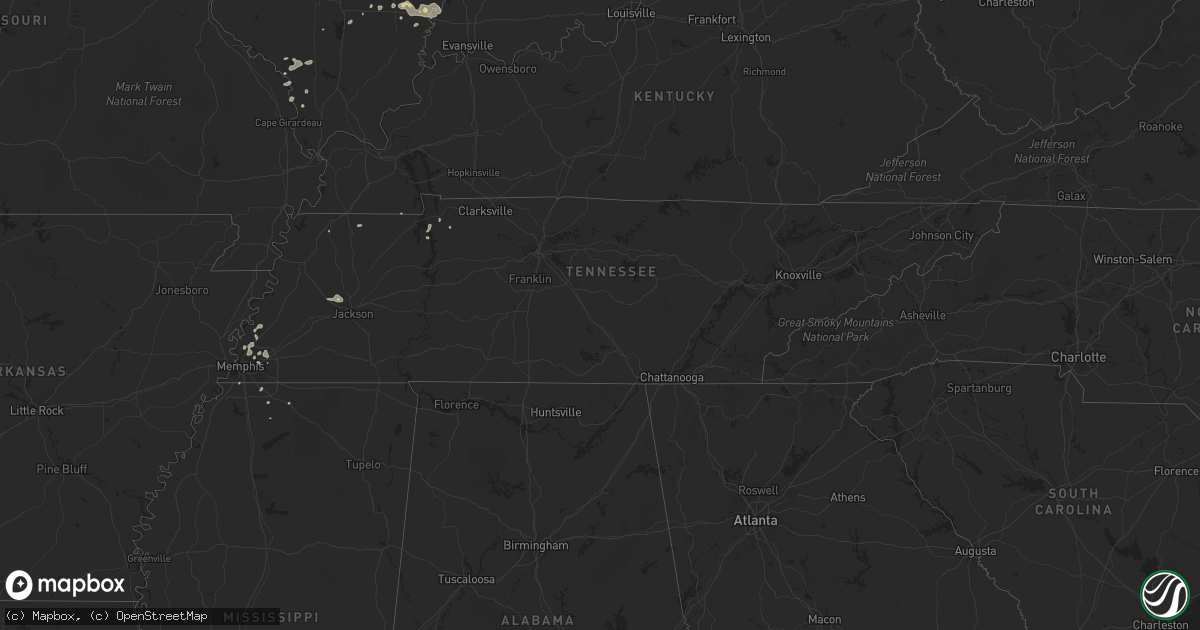 Hail map in Tennessee on June 12, 2018