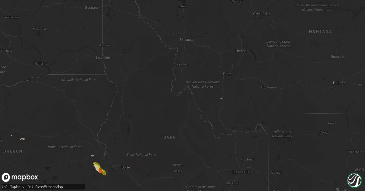 Hail map in Idaho on June 12, 2019