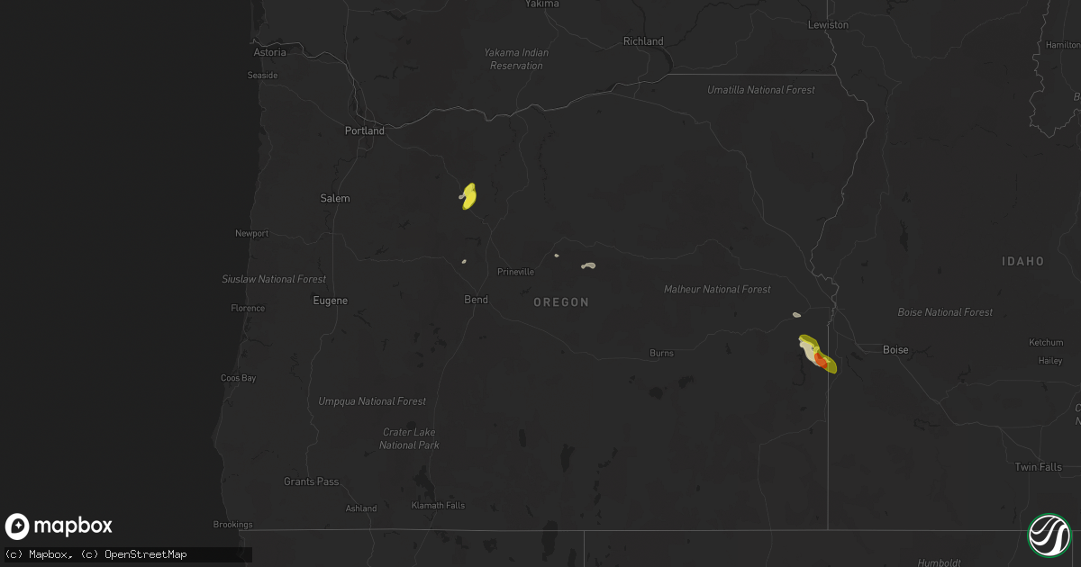 Hail map in Oregon on June 12, 2019