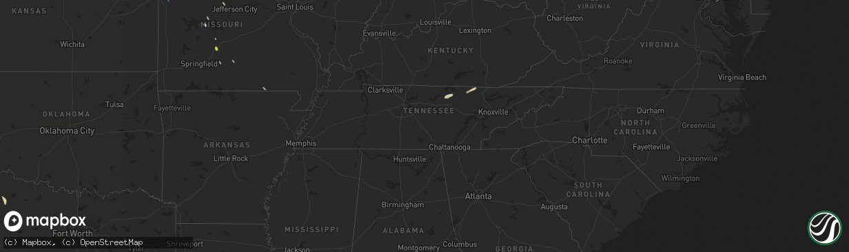 Hail map in Tennessee on June 12, 2019