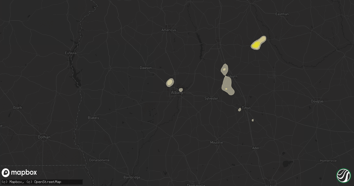Hail map in Albany, GA on June 12, 2020