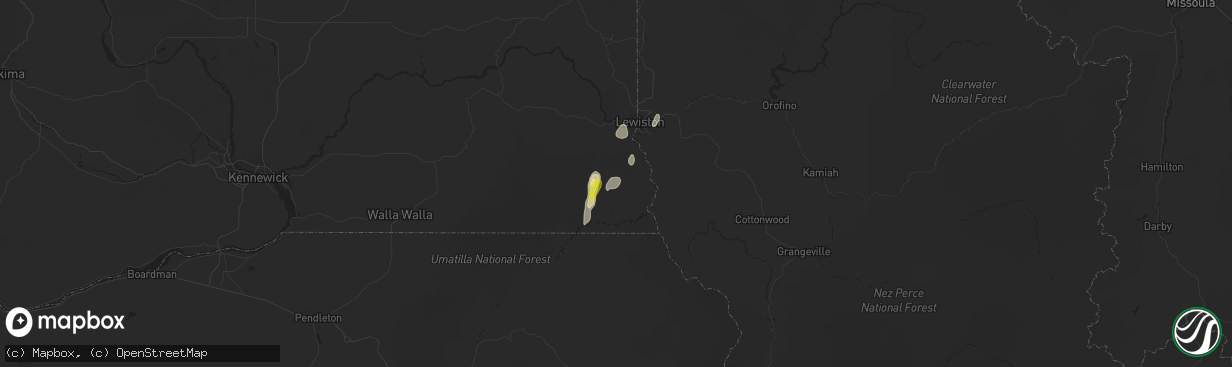 Hail map in Asotin, WA on June 12, 2020