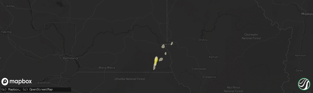 Hail map in Clarkston, WA on June 12, 2020