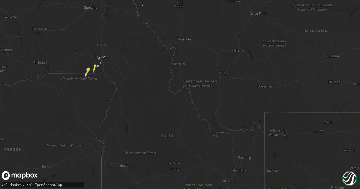 Hail map in Idaho on June 12, 2020