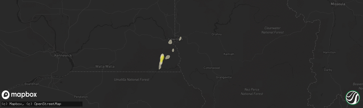 Hail map in Lewiston, ID on June 12, 2020