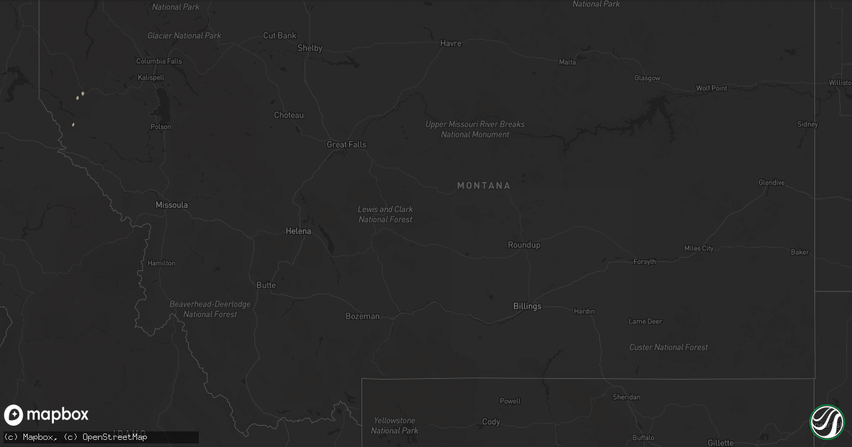 Hail map in Montana on June 12, 2020