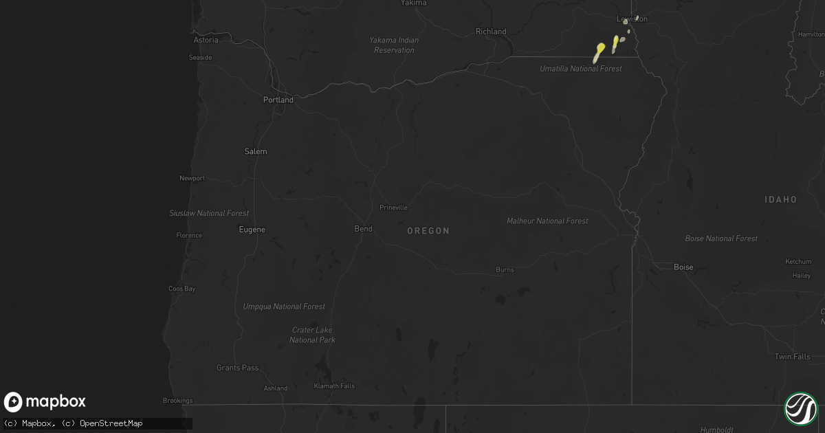 Hail map in Oregon on June 12, 2020