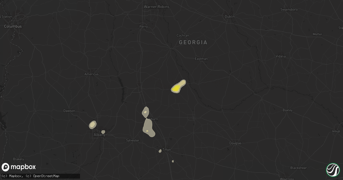 Hail map in Rochelle, GA on June 12, 2020