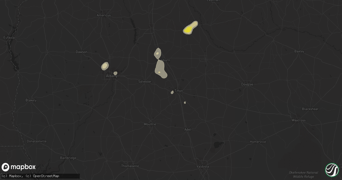 Hail map in Tifton, GA on June 12, 2020