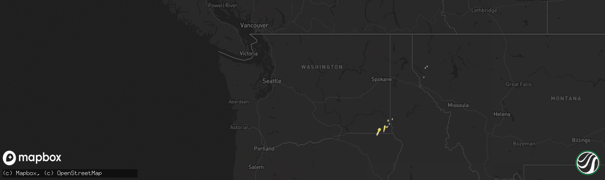 Hail map in Washington on June 12, 2020