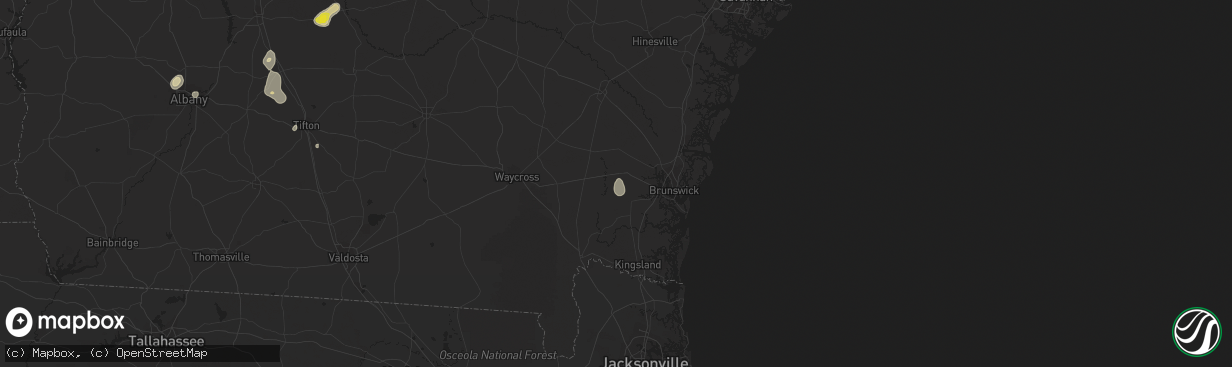 Hail map in Waynesville, GA on June 12, 2020