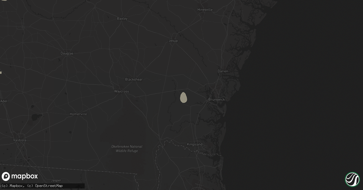 Hail map in Waynesville, GA on June 12, 2020