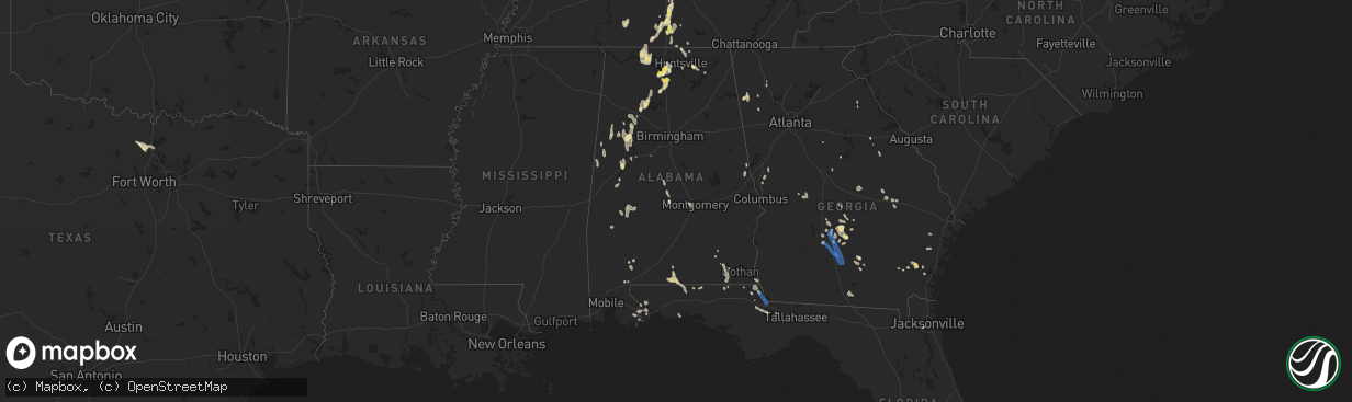 Hail map in Alabama on June 12, 2021