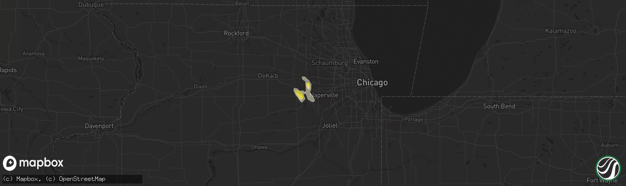 Hail map in Aurora, IL on June 12, 2021