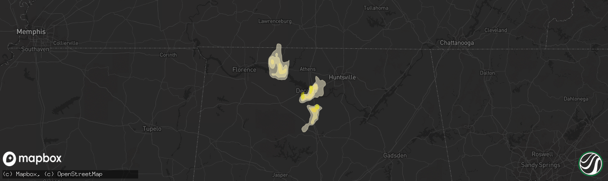 Hail map in Decatur, AL on June 12, 2021